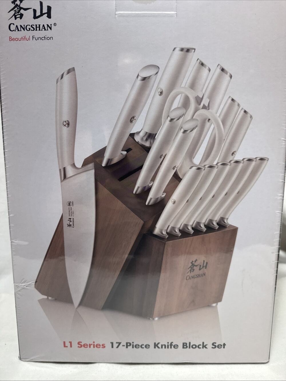 NEW SEALED Cangshan L Series 17-Piece German Steel Forged Knife Set Pearl White